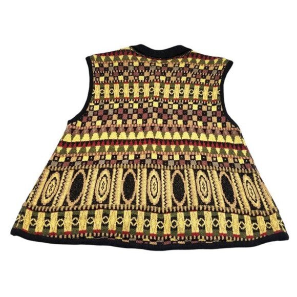 French Rags Womens Vest Multicolor Geometric Sweater Size 2 - Picture 10 of 12